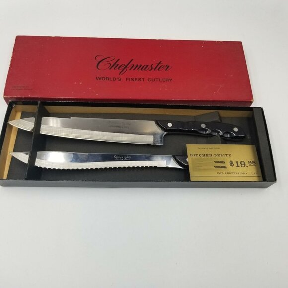Vintage Chefmaster Kitchen Delite Stainless Steel 2-piece Cutlery Set USA New - Picture 1 of 4
